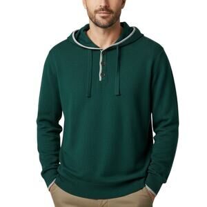 Hawker Rye Men’s Green Cotton Cashmere Henley Hoodie Sweater NWT Size 2XL